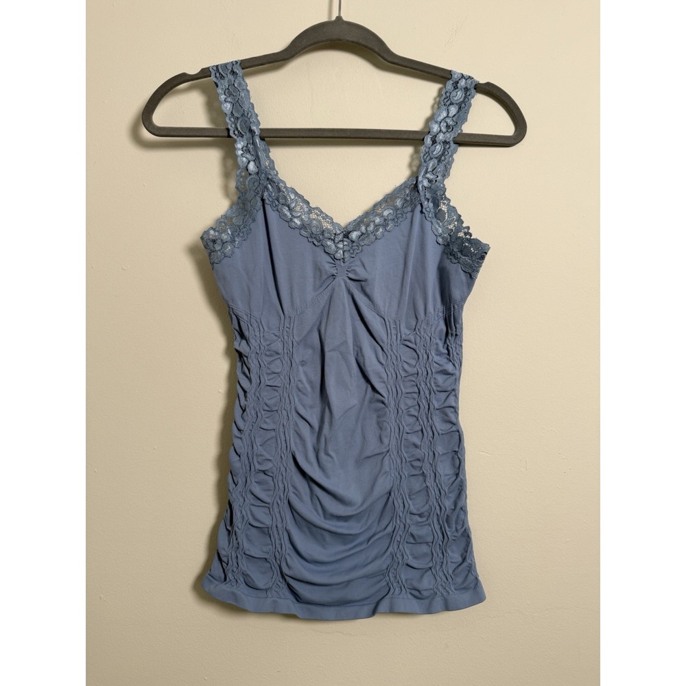 M. Rena Lace Y2K Cami Women's One Size Blue Slimming Side Ruching Lace